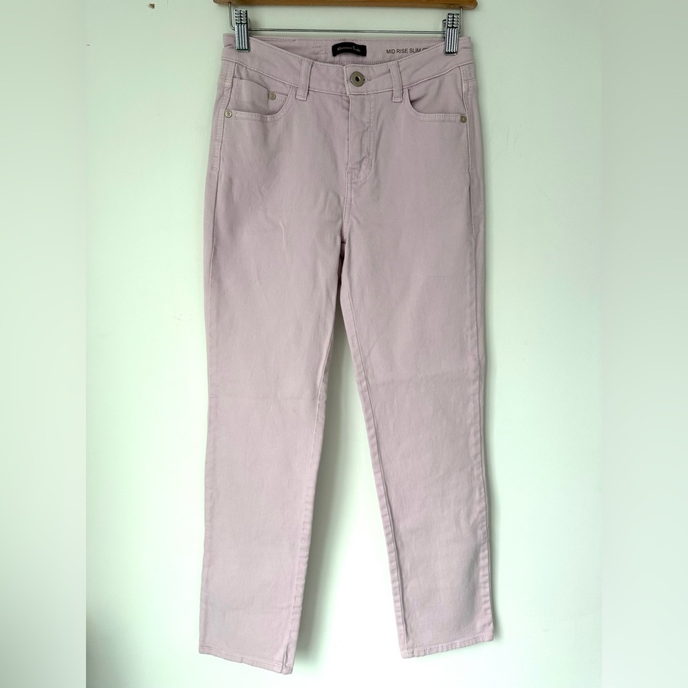 Massimo Dutti Light Pink/Lilac Mid Rise Slim Cropped Jeans